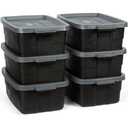 Rubbermaid RMRT030010 Roughneck Storage Box44, 3 Gallon, Black/Cool Gray, 6 Pack