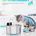 Wireless Cat Water Fountain - 108oz/3.2L Automatic Cat Water Fountain Cordless, Stainless Steel Battery Operated Pet Fountain Rechargeable Water Dispenser for Cats, Dogs, Multiple Pets