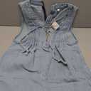 Caracilia Women Oversized Denim Romper Summer Casual V Neck Tie Front Sleeveless Jean Jumpsuits Short Overalls with Pockets Size S