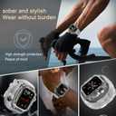 Luxury Translucent Smartwatch Case for Apple Watch Series 10 46mm, Fully wrapped lightweight rugged case with band, silicon strap, stainless steel buttons, protective cover for men/women (White)