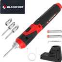 BLACKCUBE 4V Cordless Soldering Iron Kit, Rechargeable Soldering Iron with 2000mAH Rapid Heat Lithium-Ion Battery, LED Spotlight & Solder Tips, Professional Portable Welding Tool for DIY and Home Use (Red)