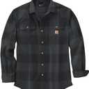 Carhartt Men's 105947 Loose Fit Heavyweight Flannel Long-Sleeve Plaid Shirt (XX-Large, Black)