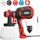 EWORK Paint Sprayer,1000W HVLP Electric Spray Paint Gun, 4 Nozzles and 3 Spray Patterns, 1400ml High Capacity Container, 180 Din/s, Easy to Clean, For Furniture, Cabinets, Decks, Walls, Doors, DIY (Red)