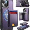for iPhone 13 Wallet Case Compatible with Magsafe, Magnetic RFID Blocking Card Holder Kickstand 2 in 1 Detachable Case for iPhone 13 6.1", Purple
