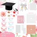 Gilprop DIY Graduation Cap Decorations Kit Pink Grad Cap Topper Artificial Flower Heads 3D Artificial Bow Alphabet Letter Rhinestones Stickers Glitter Paper for Grad Party Decoration (Fresh)