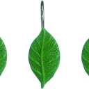 2 x Twofishes 12 Pcs Green Leaves Shower Curtain Hooks Decorative Rust Proof Resin Green Leaf Shower Curtain Hooks