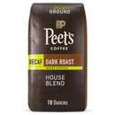 Peet's Coffee, Dark Roast Ground Coffee - Decaf House Blend 18 Ounce Bag (EXP 07/21/25)