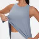 THE GYM PEOPLE Womens Racerback Workout Tank Tops Split Side Loose Fit Sleeveless Yoga Running Shirts with Curved Hem (Blue, M)