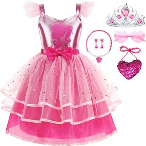 Pink Cosplay Costume for Girls Halloween Birthday Party Dress up Outfits with Accessories, 2-3T
