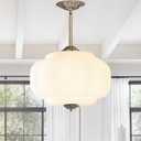 Antique Milk Glass Ceiling Light Fixture - 15 Inch Vintage Milk Glass Pendant Light for Kitchen, Hallway, Bedroom, Dining Room