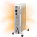 EZ-HEAT Oil-Filled Radiant Radiator Space Heater, Never Refill, Adjustable Thermostat, Tip-Over Switch & Overheat Protection System, MTDR-06WC