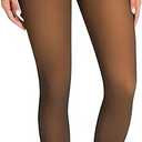 Apriddeo One-Seam Fake Sheer Fleece Lined Tights for Women, Thermal Leggings with Tummy Control & Butt Lifting Design, Small