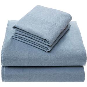 Comfort Spaces Cotton Flannel Sheets King Size, Ultra Soft Flannel Sheet Set with 14" Elastic Pocket , Breathable Warm Flannel Bedding, Blue Solid, 4 Piece
