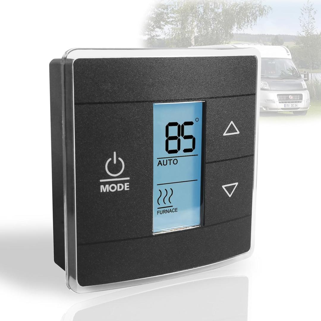 3316250.712 RV Single Zone Wall Thermostat Compatible with Dometic, Used for Cool/Heat/Furnace Control, Blue Backlight LCD Display, Black 3-Wire