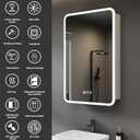Medicine Cabinet with LED Lights and Mirror, 16 x 24 Inch Surface or Recessed Mounted Bathroom Cabinet with Door, Defogger, Memory Function, 3-Color Mode, Outlet&USB, Dimmer, Storage Shelf