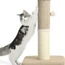 Made4Pets Tall Cat Scratching Post, Heavy Duty and Thicker Scratching Posts for Indoor Cats Adults, 23.6" Natural Sisal Cat Scratcher with Hanging Balls, Sturdy Base Cat Scratch Post, Beige