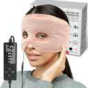 Moist Heat Sinus Pressure Relief Mask with 3 Heat Settings, Extra Large Face Heating Pad for Eyes, Sinusitis, Hormone Migraine, Tension Headache Relief, Pink
