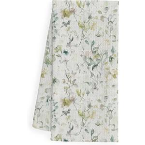 Vintage Floral Kitchen Dish Towels, Retro Watercolor Cottagecore Nature Flower Botanical Decorative Hand Tea Towels for Bathroom Kitchen, Rustic Bathroom Decor, 16x24 Inch (Green Gress)