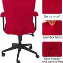 Tallew 4 Pcs Office Chair Covers Set Computer Universal Protective Stretchable Chair Seat Covers Desk Armrest Cover Pads Office Cushion Backrest for Rotating(Regular,Red)