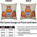 2 x Blue Orange Fall Thanksgiving Pillow Covers 18X18 Set of 2, Autumn Pumpkin Print Chinoiserie Decorative Throw Pillow Covers Outdoor Farmhouse Seasonal Cushion Cases Couch Sofa Bed Decor