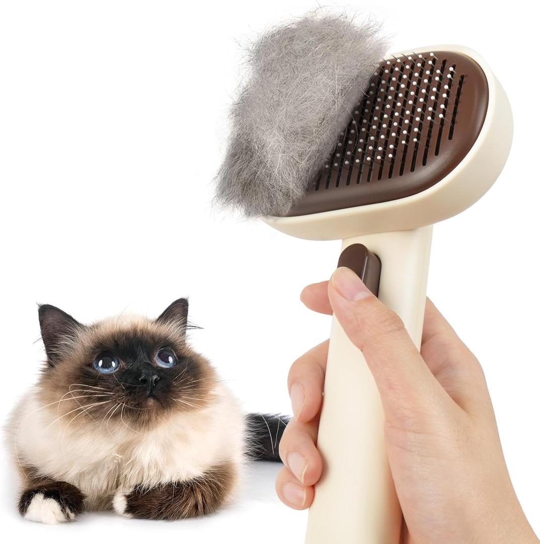 aumuca Cat Brush for Shedding, Cat Brushes for Indoor Cats, Horses Grooming Deshedding Brush for Dog Kitten Horse Massage Removes Loose Fur, Brown