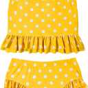 Century Star Toddler High Waisted Bikini 2025 Baby Girl Swimsuit Cute Ruffle Swimwear Tie Shoulder Infant Bathing Suit (6-7 Years, Yellow With White Spots)