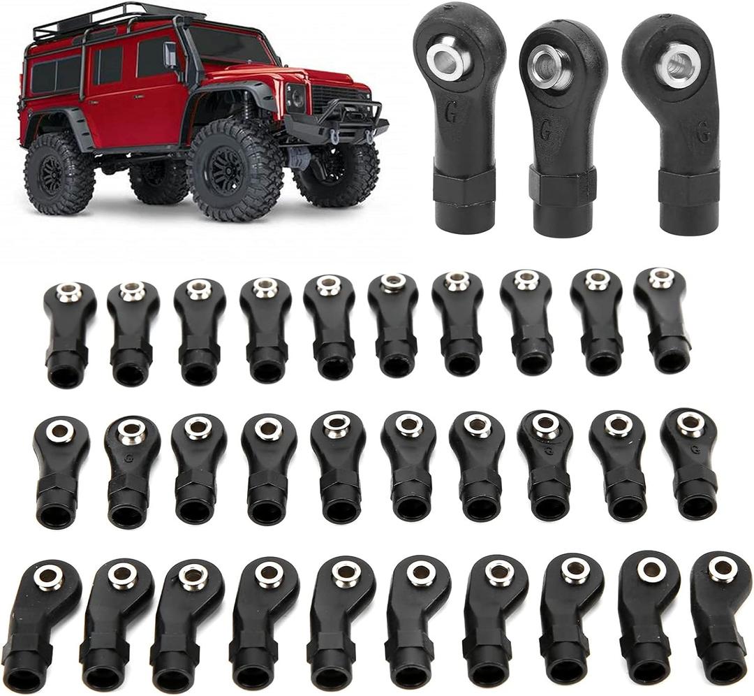 30Pcs RC Linkage Rod Ends for Traxxas TRX-4 1/10 - High-Precision M4 Ball Joint Head Set, Lightweight Durable Plastic+Steel Crawler Upgrade Parts