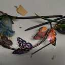 Decorative Solar Garden Light, Butterfly Glass Flower Stake for Lawn Yard