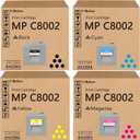 High Yield MP C8002 MP C6502 Toner Cartridge Set 4 Pack | 842083 842084 842085 842086 Toner Compatible Replacement for Ricoh MPC8002 MPC6502 C6502SP C8002SP Printer