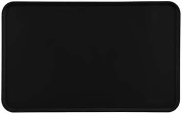 Amazon Basics Waterproof Anti-Slip Silicone Cat & Dog Food Mat, Pet Mats with Raised Edges for Food and Water Bowl to Protect Floors, 18.5 x 11.5 Inches, Black, Solid, Set of 3