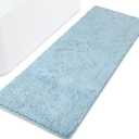 Baby Blue Bathroom Rugs – Thick Chenille Bath Mats 2x5ft | Absorbent and Washable Bath Rug Non-Slip, Plush Rugs for Bathroom Floor, Shower, Sink