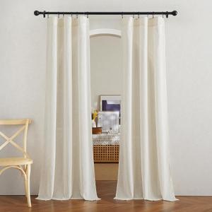NICETOWN Natural Linen Curtains 80 inches Long 2 Panels Set, Rod Pocket & Back Tab Thick Doorway Curtains Privacy Assured with Light Filtering for Bedroom/Living Room, W42 x L80
