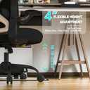 Ergonomic Home Office Chair, 4-Way Lumbar, Thick Cushion, 330LBS | Adjustable Lumbar (up/down/in/out), Rocking Mesh Back, Flip-up Arms, Easy Assembly, Ideal for home offices & small workspaces
