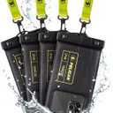 Pelican 3 Pack Marine - IP68 Waterproof Phone Pouch (Regular Size) Floating Waterproof Phone Case - Beach Cruise Ship Travel Essentials - Works w/ All Phones - Detachable Lanyard - Black/Hi-Vis Yellow