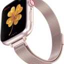 CTYBB for Apple Watch Band Series Ultra SE 8 7 6 5 4 3 2 1 38mm 40mm 41mm 42mm 44mm 45mm 49mm, Stainless Steel Slim & Thin Mesh Magnetic Clasp Strap Women and Girl Replacement Band for iWatch