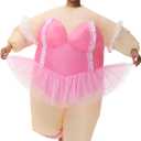 Inflatable Ballet Costumes for Adult Funny Blow up Fat Costume with Crown Headband Halloween Party Role Play (Pink Series)
