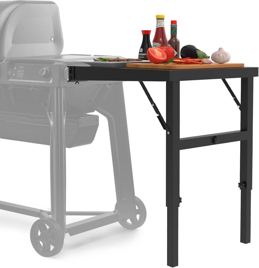 Grill Stand for Traeger Woodridge Pro/Elite Grills, Portable Folding Side Table for Traeger Woodridge Electric Wood Pellet Grill, Extra Side Shelf Provide More Space