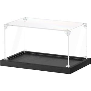 JUJOMAT Acrylic Display Case for Collectibles Clear Acrylic Display Box for Lego Action Figures Doll Hobby, Fits 1:24 Scale Car Models, Assembly Required, Black Base (10 x 6 x 5 inches)