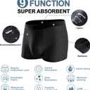 BATTEWA Incontinence Underwear for Men Washable, Leak Proof Underwear for Men Reusable Mens Incontinence Underwear Bladder Leak Briefs Absorbency 50ml,3Pack, 3X-Large, Black