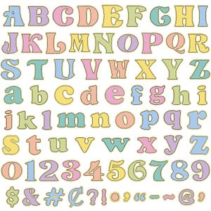 Tenceur 219 Pcs Pastel Bulletin Board Letters for Classroom 4" Glitter Alphabet Numbers Punctuation Letter Cutouts Back to School Decoration for Kindergarten Preschool Chalkboard Playroom Party Decor