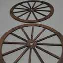 Qunclay 2 Pcs Wagon Wheel Decor Wooden Western Cowboy Party Decorations Vintage Rustic Wagon Wheel Wood Cartwheel Decor for Bar Garage Indoor Outdoor (Brown,18 Inch)