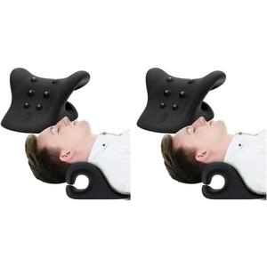 HealthSmart Neck & Shoulder Traction Device, Neck & Shoulder Relaxer, Magnetic Therapy, Cervical Spine Alignment and TMJ Relief, Neck Pain Relief, Black (Pack of 2)