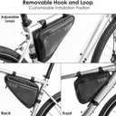 WOTOW Bike Frame Storage Bag, Water Resistant Reflective Bicycle Triangle Bag with Two Side Pockets, Strap-On Under Seat Tool Accessories Pouch for Mountain Road Bike Trip (2L)