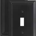 2-Pack Single Toggle Light Switch Cover Plate, Durable Natural Bamboo Fiber Decorative Switch Plate Covers, Matte Black 1 Gang Wall Plate, Corrosion Resistant