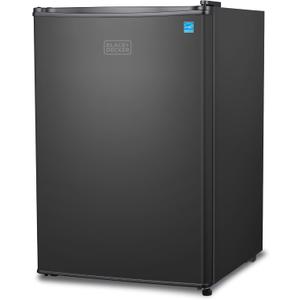 BLACK+DECKER 2.5 Cu. Ft. Compact Refrigerator, ENERGY STAR Certified, Single Door Mini Fridge with Chiller Compartment, Personal Fridge for Home or Dorm Room, R600a Refrigerant, BCRK25B, Black