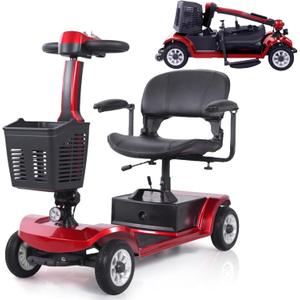 Electric Mobility Scooter for Adults and Seniors,20 Miles Long Range Battery with 4.9MPH Foldable 4 Wheels Wheelchair,330 LBS Weight Capacity Commuter Scooter,with LED Headlights and Basket