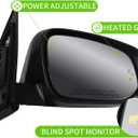 Side Mirror for Toyota RAV4 2013 2014 2015 POWER+LAMP+HEAT+BSM-8Pins, Right Passenger Side,replace for Partslink #TO13213111, White RH