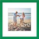 decorUhome 12x12 Picture Frame, Display Pictures 8x8 with Mat or 12x12 without Mat, Wall Mounting Photo Frame, Green, 1 Pack