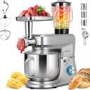 VIVOHOME 6-in-1 Stand Mixer, 8.5 Quart Electric Tilt-Head Kitchen Mixer with Bowl, Multifunctional Food Mixer for Cake, Bread, and Dough, with Meat Grinder, Blender, Pasta Maker Attachments, Silver