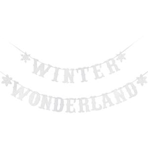 2 x Silver Winter Wonderland Banner Christmas Winter Wonderland Garland Banner for Winter wonderland Christmas Party Decorations